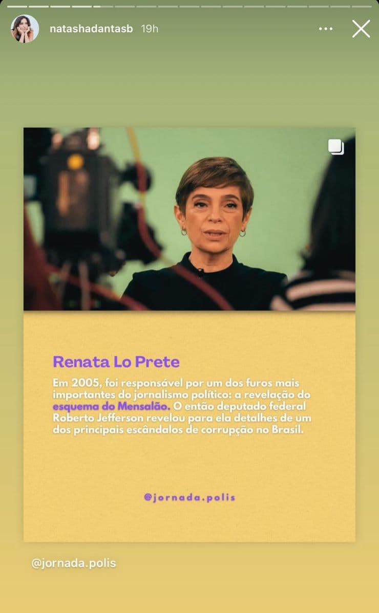 Sem pensar duas vezes, Natasha Dantas, esposa de Bonner, resolve expor o que Renata Lo Prete fez e surpreende o país - Foto Reprodução Instagram Sem pensar duas vezes, Natasha Dantas, esposa de Bonner, resolve expor o que Renata Lo Prete fez e surpreende o país - Foto Reprodução Instagram