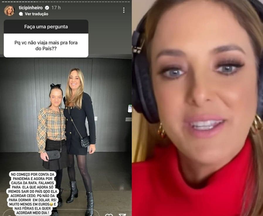Ticiane Pinheiro responde perguntas dos fãs e envolve Rafinha Justus em motivo de não viajar para fora do Brasil - Foto Reprodução Instagram Ticiane Pinheiro responde perguntas dos fãs e envolve Rafinha Justus em motivo de não viajar para fora do Brasil - Foto Reprodução Instagram
