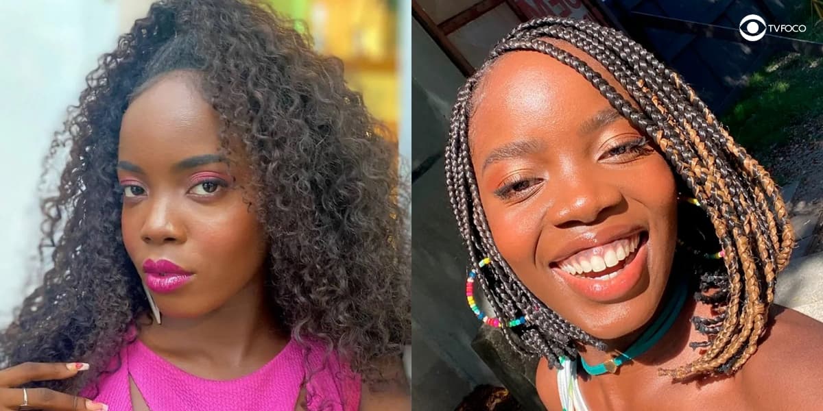 Duas imagens de Clara Moneke na novela Vai na Fé Duas imagens de Clara Moneke na novela Vai na Fé