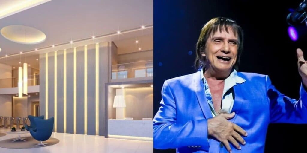 Hall de luxo todo de vidro e decoração de hotel 5 estrelas: o lugar faraônico onde Roberto Carlos vive