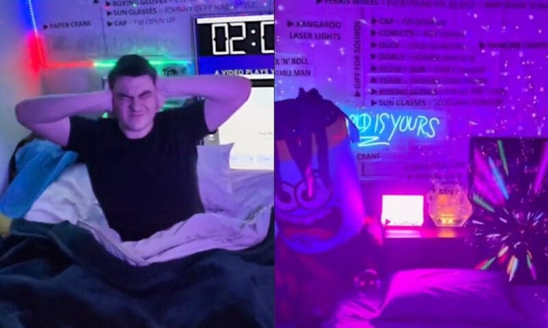 Tiktoker ganha dinheiro dormindo e sendo acordado de formas inusitadas (Foto Reprodução/Internet) Tiktoker ganha dinheiro dormindo e sendo acordado de formas inusitadas (Foto Reprodução/Internet)