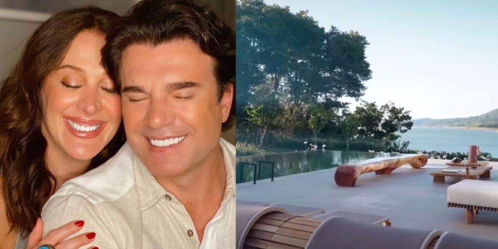 Porta gigantesca, escada caracol e área de lazer igual resort: a mansão absurda de Claudia Raia e Jarbas