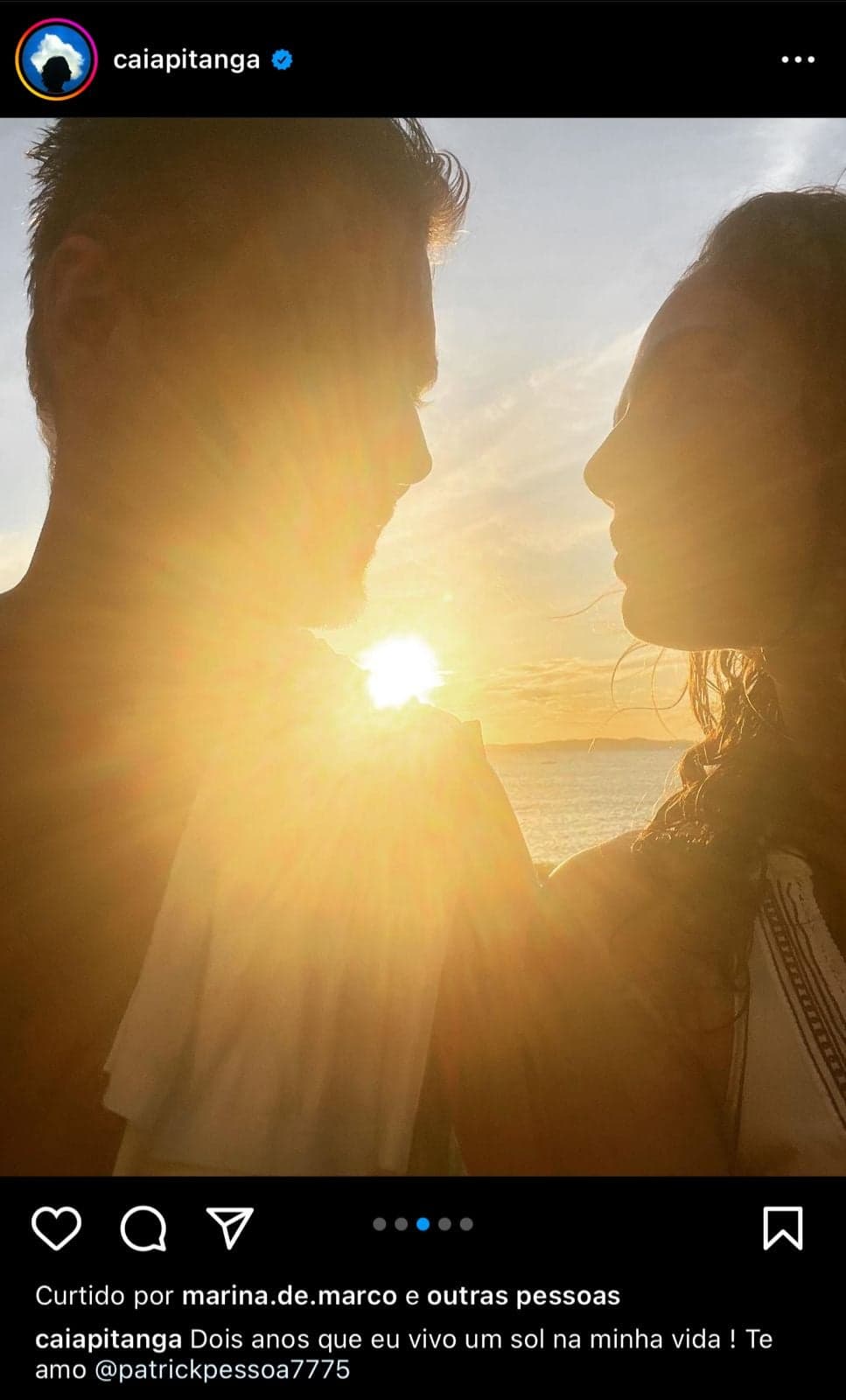 Camila Pitanfa ao lado de Patrick Pessoa em comemoração ao relacionamento - Foto Reprodução Instagram Camila Pitanfa ao lado de Patrick Pessoa em comemoração ao relacionamento - Foto Reprodução Instagram