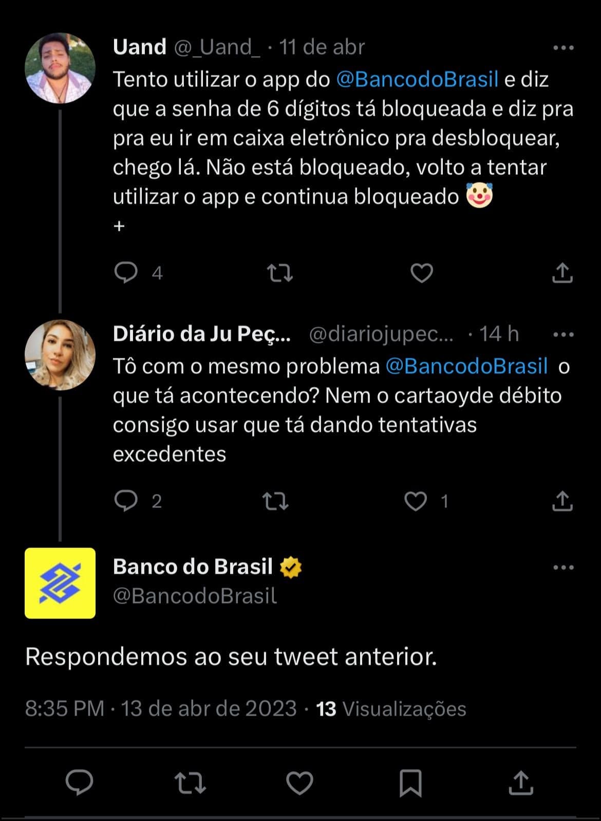 Clientes do Banco do Brasil estão revoltados com situações que estão enfrentando nesta sexta-feira (14) - Foto Reprodução Twitter Clientes do Banco do Brasil estão revoltados com situações que estão enfrentando nesta sexta-feira (14) - Foto Reprodução Twitter