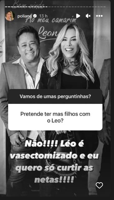 Poliana Rocha esclarece se quer tem mais filhos com o cantor Leonardo - Foto Reprodução Instagram Poliana Rocha esclarece se quer tem mais filhos com o cantor Leonardo - Foto Reprodução Instagram