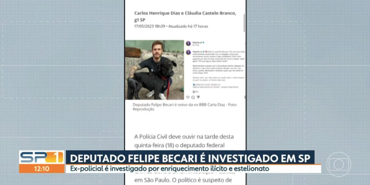 Alan Severiano dá notícia sobre Carla Diaz e Felipe Becari (Foto: Reprodução / SP1 da Globo) Alan Severiano dá notícia sobre Carla Diaz e Felipe Becari (Foto: Reprodução / SP1 da Globo)