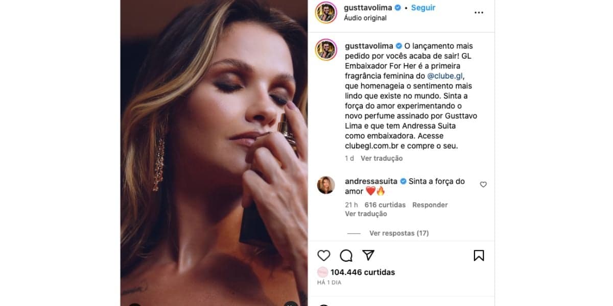 Andressa Suita em campanha de perfume (Foto: Reprodução / Instagram) Andressa Suita em campanha de perfume (Foto: Reprodução / Instagram)