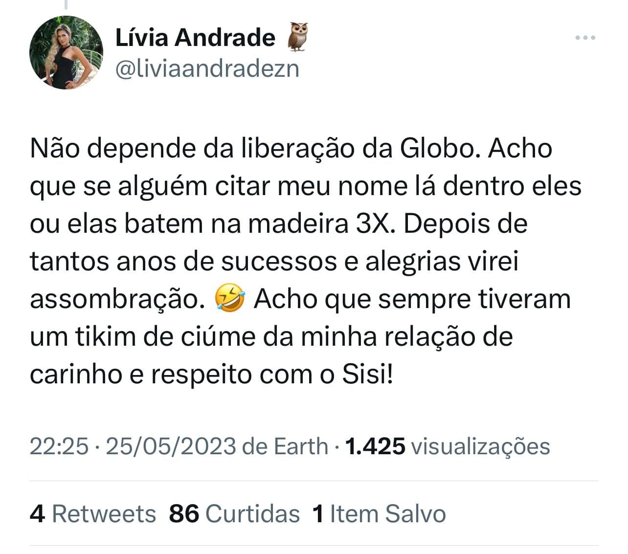 Lívia Andrade faz forte desabafo sobre o SBT - Foto Reprodução Twitter Lívia Andrade faz forte desabafo sobre o SBT - Foto Reprodução Twitter