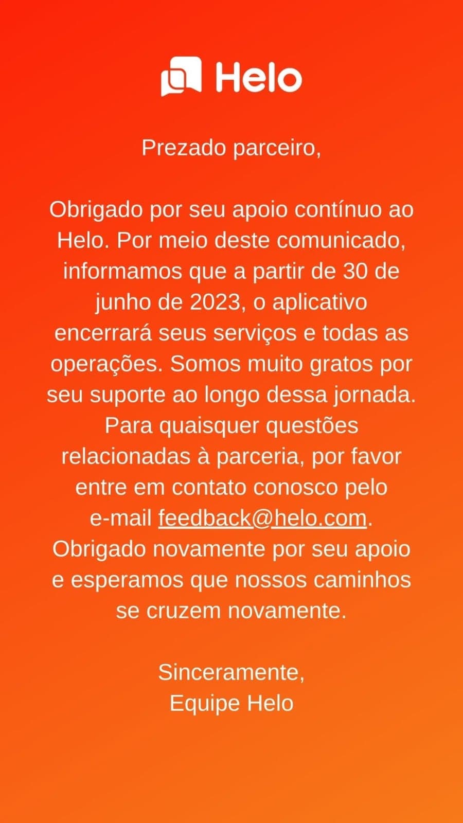 Rede social amada pelos seus usuários anuncia o fim das suas atividades - Foto Reprodução Helo Rede social amada pelos seus usuários anuncia o fim das suas atividades - Foto Reprodução Helo