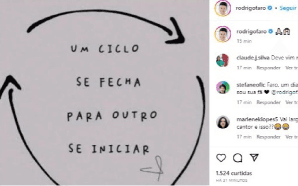 Publicação deletada de Rodrigo Faro (Foto: Reprodução/ Instagram) Publicação deletada de Rodrigo Faro (Foto: Reprodução/ Instagram)