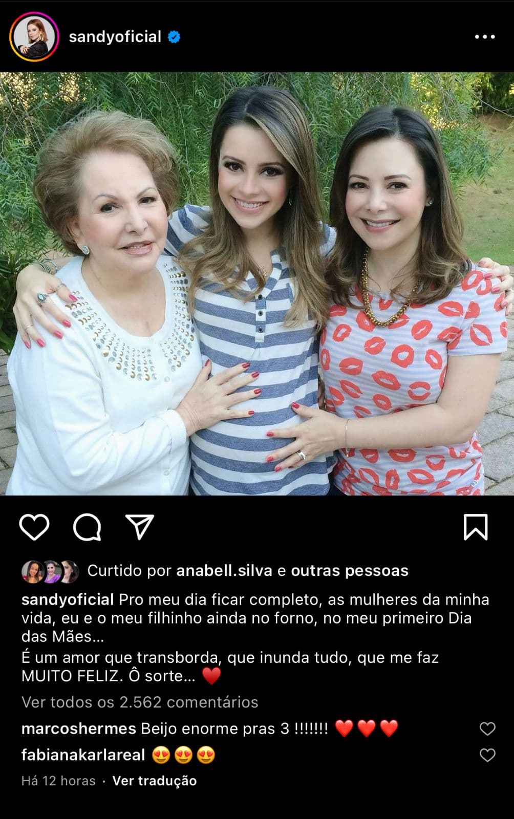 Sandy faz linda declaração de amor no Dia das Mães - Foto Reprodução Instagram Sandy faz linda declaração de amor no Dia das Mães - Foto Reprodução Instagram