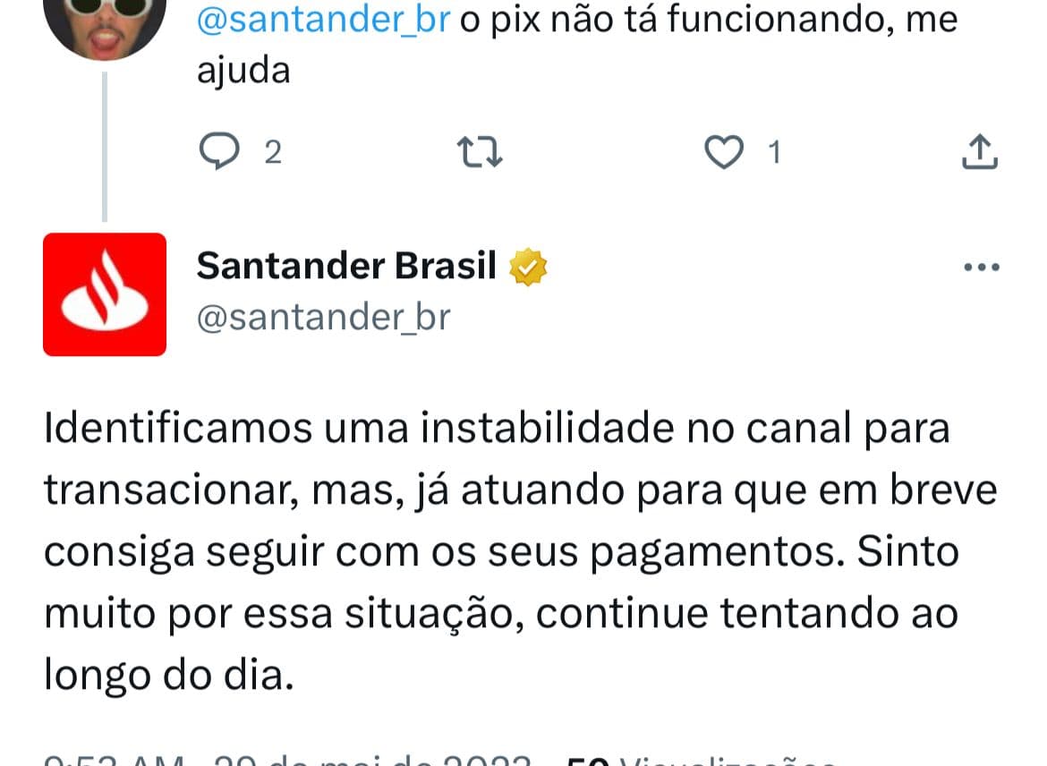 Situação do Santander enfurece clientes HOJE (29) e você precisa saber - Foto Reprodução Twitter Situação do Santander enfurece clientes HOJE (29) e você precisa saber - Foto Reprodução Twitter