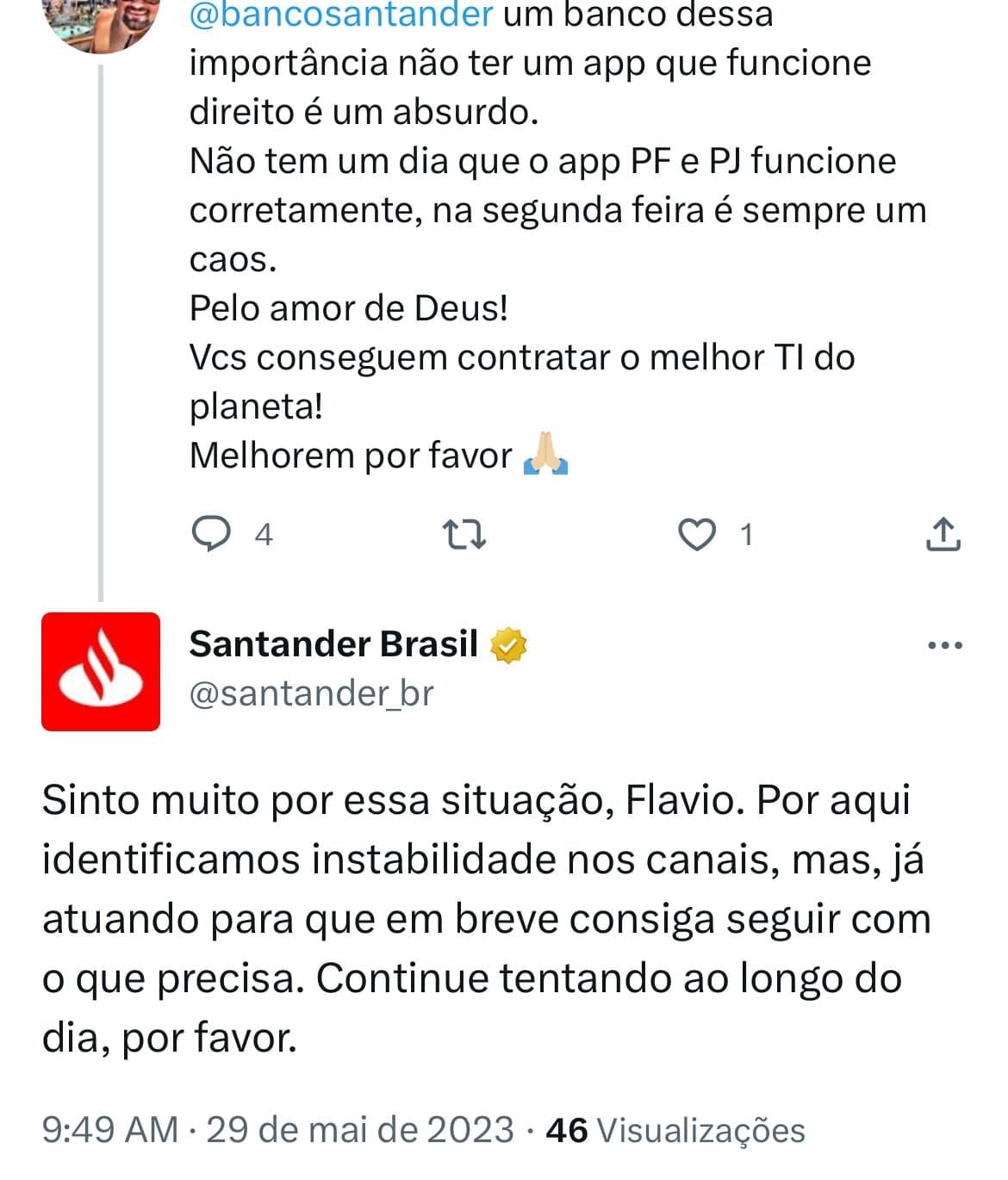 Situação do Santander enfurece clientes HOJE (29) e você precisa saber - Foto Reprodução Twitter Situação do Santander enfurece clientes HOJE (29) e você precisa saber - Foto Reprodução Twitter