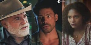 Caio, Antônio e Aline em cenas de Terra e Paixão (Foto: Reprodução / Globo) Caio, Antônio e Aline em cenas de Terra e Paixão (Foto: Reprodução / Globo)