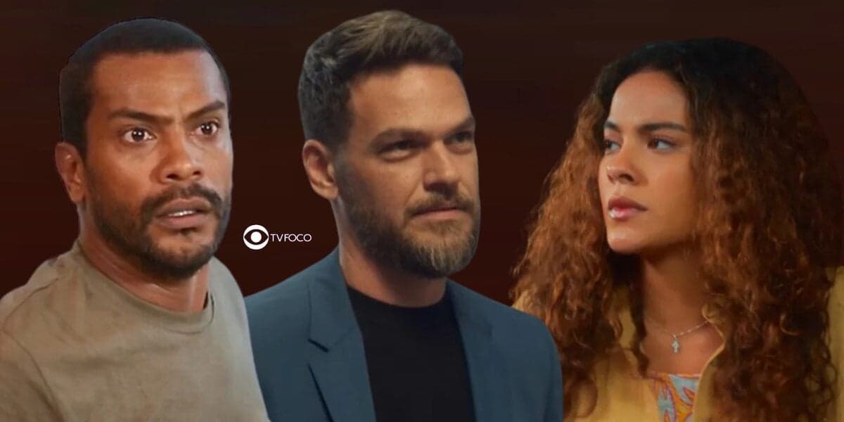 Ben, Theo e Jenifer em cenas de Vai na Fé (Foto: Reprodução / Globo / Montagem TV Foco) Ben, Theo e Jenifer em cenas de Vai na Fé (Foto: Reprodução / Globo / Montagem TV Foco)