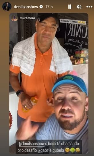 Treinador Mu Romero tirou uma onda do comentarista após vencê-lo no tênis (Reprodução: Instagram) Treinador Mu Romero tirou uma onda do comentarista após vencê-lo no tênis (Reprodução: Instagram)