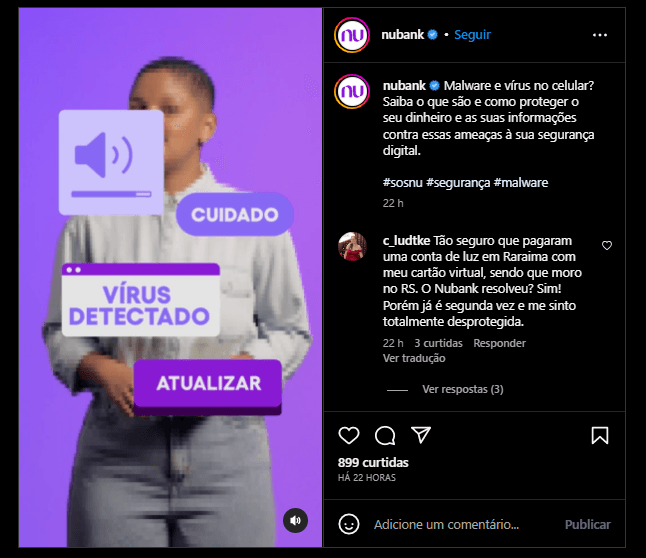 Banco Nubank faz comunicado (Foto: Reprodução: Instagram) Banco Nubank faz comunicado (Foto: Reprodução: Instagram)