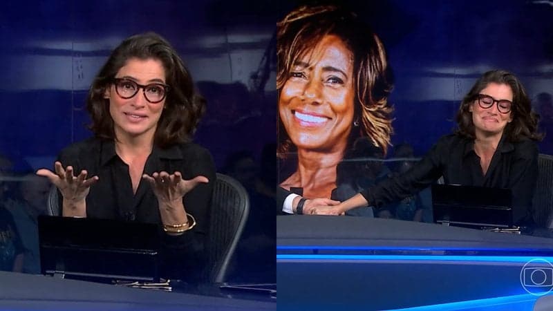 Renata Vasconcellos se emocionou ao falar de Glória Maria no Jornal Nacional (Foto: Reprodução/ Globo) Renata Vasconcellos se emocionou ao falar de Glória Maria no Jornal Nacional (Foto: Reprodução/ Globo)