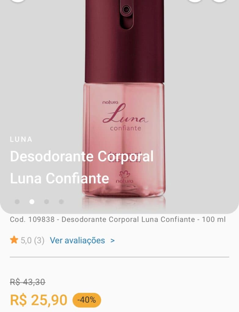 Perfume em promoção no site oficial da Natura - Foto Reprodução Natura Perfume em promoção no site oficial da Natura - Foto Reprodução Natura