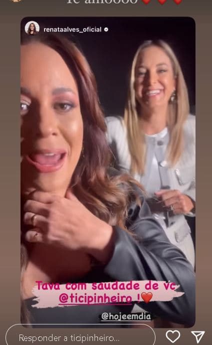 Renata Alves, no Hoje em Dia com Ticiane - Foto Reprodução Instagram Renata Alves, no Hoje em Dia com Ticiane - Foto Reprodução Instagram
