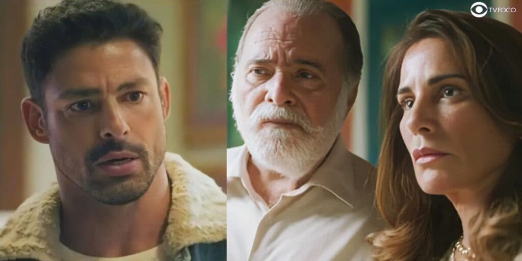 Terra e Paixão - Caio espeta o punhal nas costas de Irene e revela segredo macabro para Antônio: "Corno"