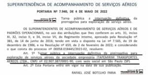 ITA Transportes Aéreos do grupo Itapemirim não pode mais atuar com transportes aéreos (Foto: Reprodução / Internet) ITA Transportes Aéreos do grupo Itapemirim não pode mais atuar com transportes aéreos (Foto: Reprodução / Internet)