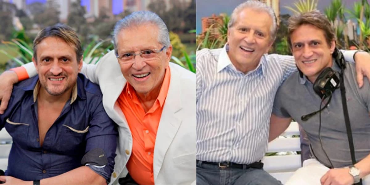 Carlos Alberto e seu filho, Marcelo, no banco mais famoso do Brasil - Foto SBT Carlos Alberto e seu filho, Marcelo, no banco mais famoso do Brasil - Foto SBT