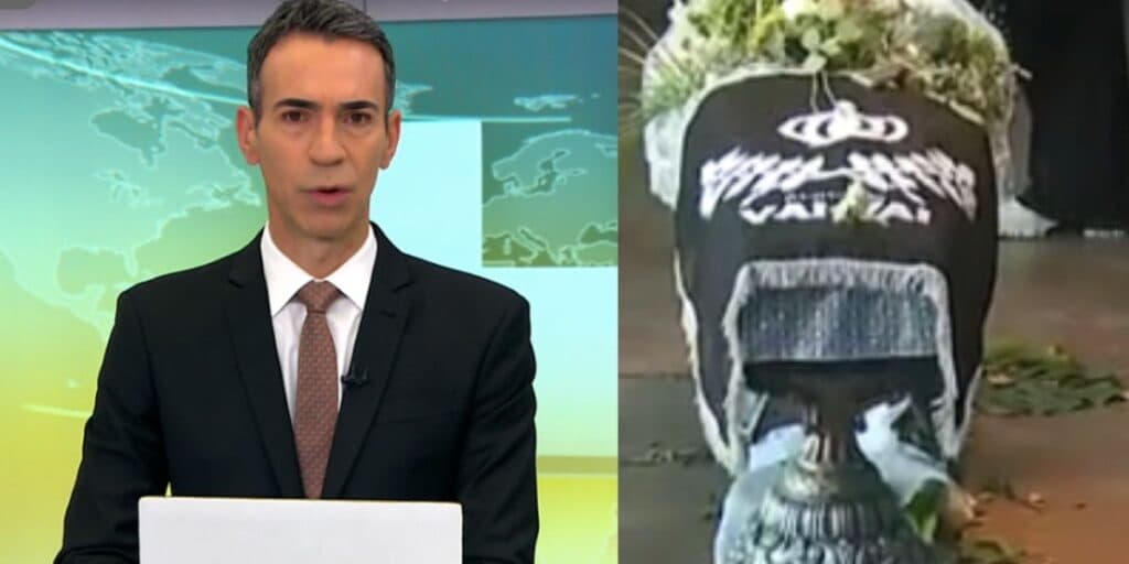 Luto: César Tralli interrompe programação com plantão e exibe imagens de caixão aberto de estrela na Globo