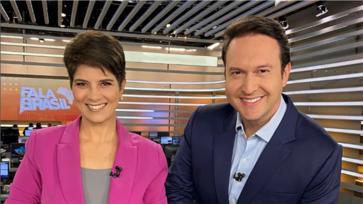Mariana Godoy e Eduardo Ribeiro no Fala Brasil - Foto Record Mariana Godoy e Eduardo Ribeiro no Fala Brasil - Foto Record