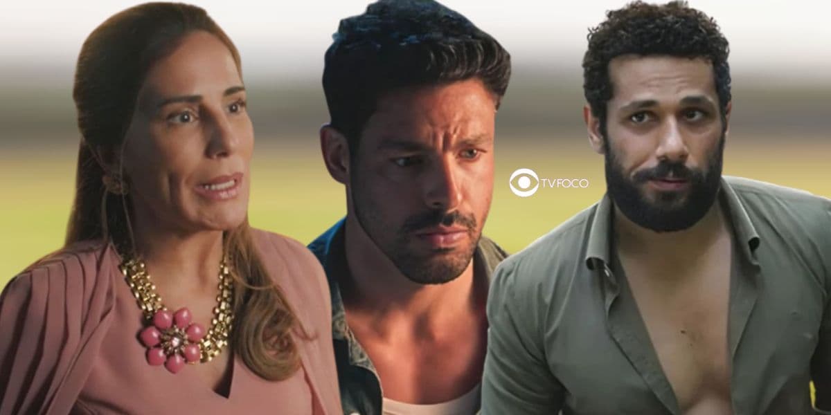 Irene, Caio e Ramiro em cenas de Terra e Paixão (Foto: Reprodução / Globo / Montagem TV Foco) Irene, Caio e Ramiro em cenas de Terra e Paixão (Foto: Reprodução / Globo / Montagem TV Foco)