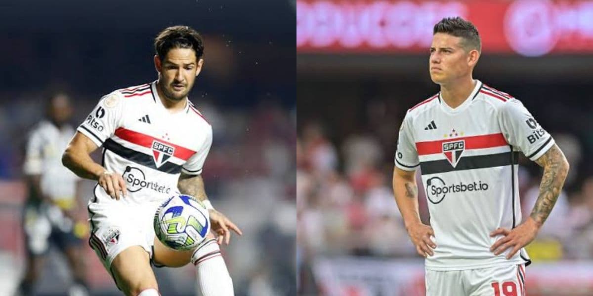 Alexandre Pato e James Rodríguez, craques do São Paulo (Montagem TV Foco). Alexandre Pato e James Rodríguez, craques do São Paulo (Montagem TV Foco).