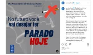 Comunicado da Anvisa sobre o Tabagismo - Foto Instagram Comunicado da Anvisa sobre o Tabagismo - Foto Instagram