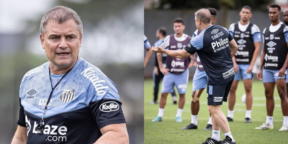 Diego Aguirre treina o time do Santos para o próximo jogo (Foto - Montagem TV Foco). Diego Aguirre treina o time do Santos para o próximo jogo (Foto - Montagem TV Foco).