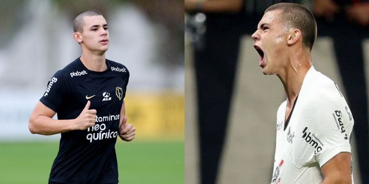 Gabriel Moscardo, meio-campista do Corinthians (Montagem TV Foco). Gabriel Moscardo, meio-campista do Corinthians (Montagem TV Foco).