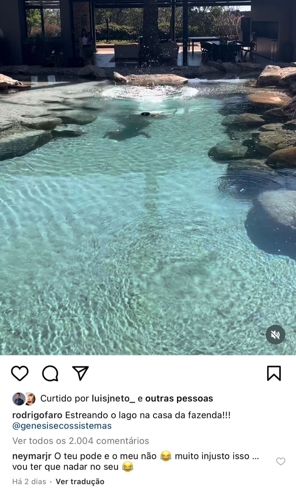 Rodrigo Faro mostra o lago artificial que construiu em sua fazenda - Foto Instagram Rodrigo Faro mostra o lago artificial que construiu em sua fazenda - Foto Instagram