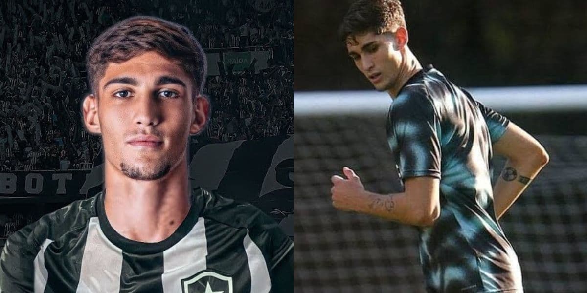 Valentín Adamo, atacante do Botafogo (Foto - Montagem TV Foco). Valentín Adamo, atacante do Botafogo (Foto - Montagem TV Foco).