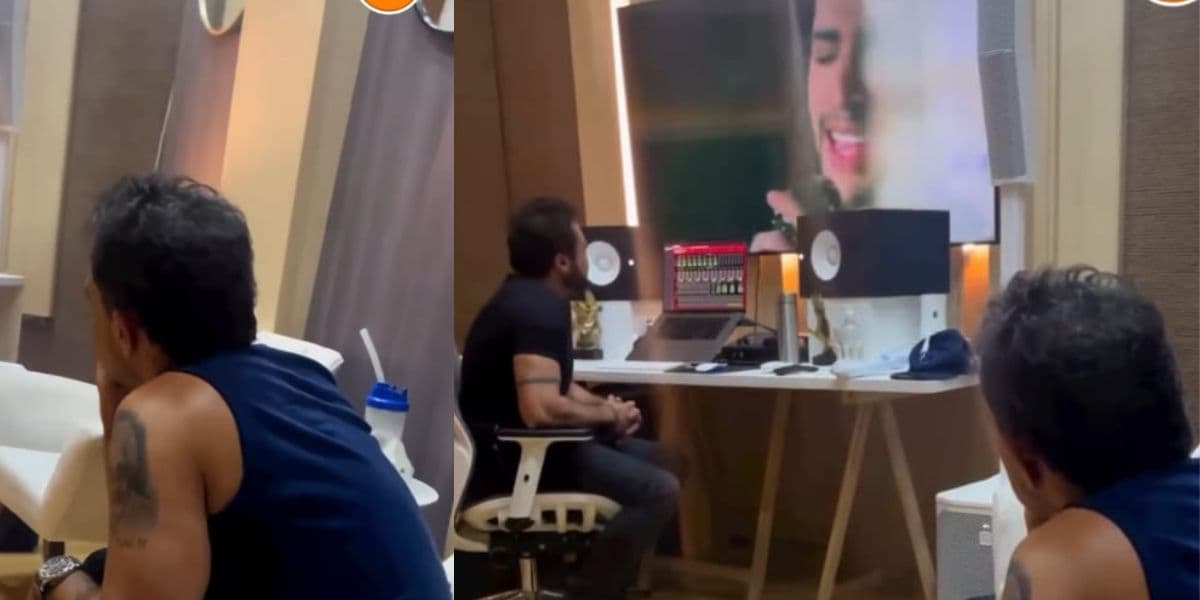 Zezé Di Camargo admirando o vídeo de Gusttavo Lima (Reprodução: Instagram) Zezé Di Camargo admirando o vídeo de Gusttavo Lima (Reprodução: Instagram)