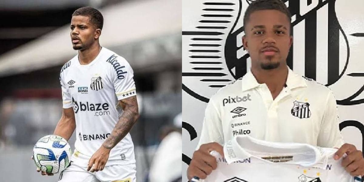 Kevyson, lateral do Santos (Foto - Montagem TV Foco). Kevyson, lateral do Santos (Foto - Montagem TV Foco).