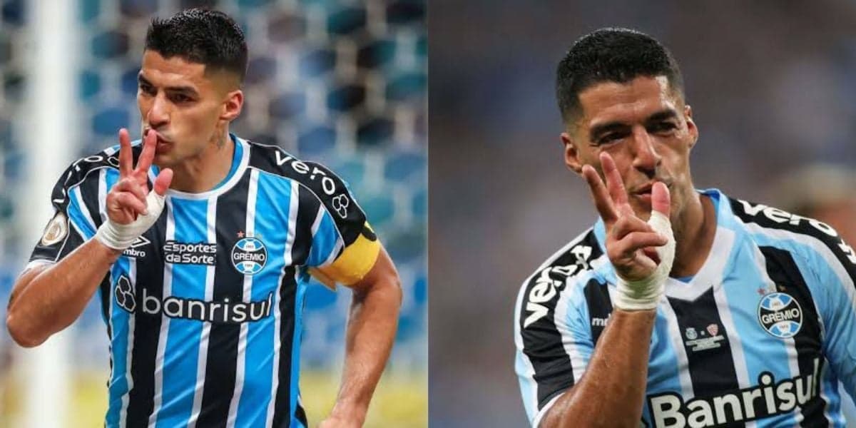 Suárez, centroavante do Imortal que brilhou na Europa (Montagem TV Foco). Suárez, centroavante do Imortal que brilhou na Europa (Montagem TV Foco).