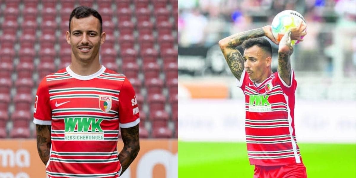 Iago, lateral-esquerdo brasileiro que joga no Augsburg, da Alemanha (Foto - Montagem TV Foco) Iago, lateral-esquerdo brasileiro que joga no Augsburg, da Alemanha (Foto - Montagem TV Foco)
