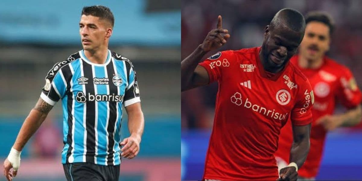 Suárez e Valencia, craques do Grêmio e do Internacional (Foto - Montagem TV Foco). Suárez e Valencia, craques do Grêmio e do Internacional (Foto - Montagem TV Foco).