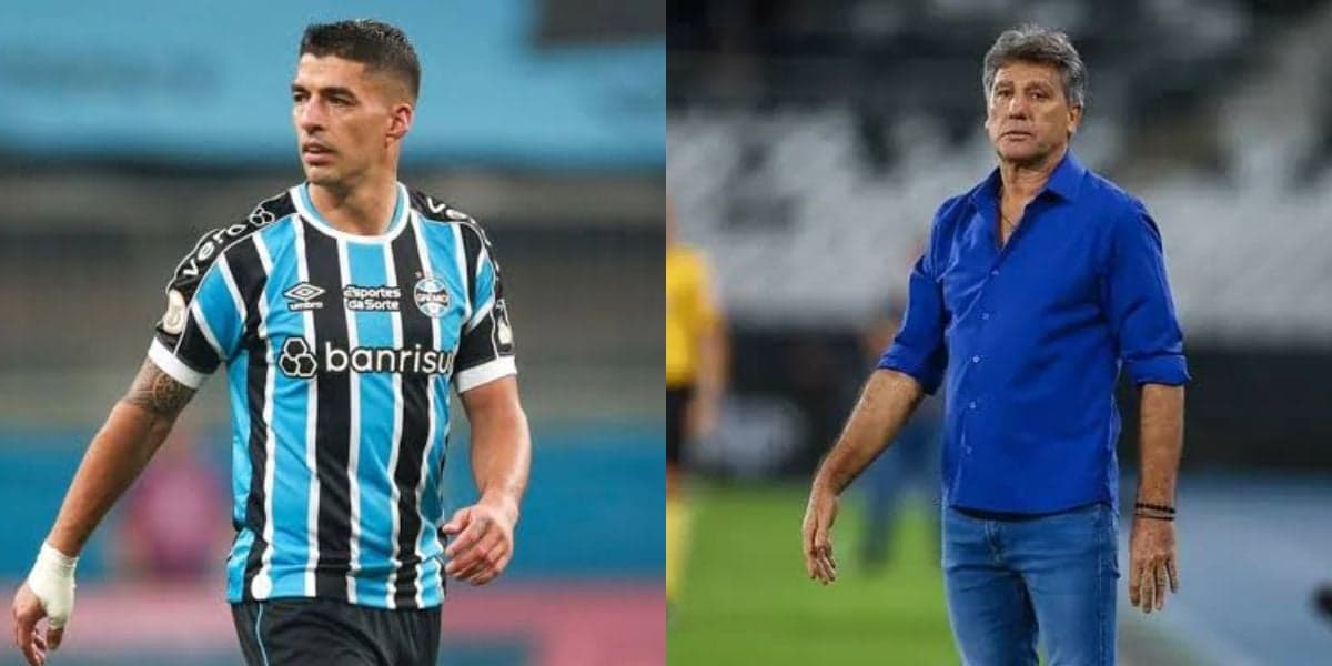 Suárez e o treinador Renato Gaúcho, do Grêmio (Foto - Montagem TV Foco) Suárez e o treinador Renato Gaúcho, do Grêmio (Foto - Montagem TV Foco)