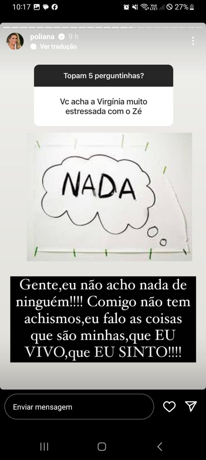 Esposa de Leonardo ainda falou sobre o tratamento de Virgínia com Zé Felipe (Foto: Reprodução/ Instagram) Esposa de Leonardo ainda falou sobre o tratamento de Virgínia com Zé Felipe (Foto: Reprodução/ Instagram)