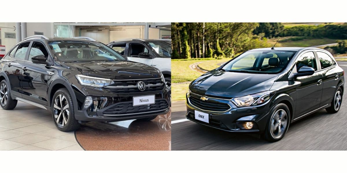 Volkswagen Nivus e Chevrolet Onix disputam liderança no mercado (Foto: Internet) Volkswagen Nivus e Chevrolet Onix disputam liderança no mercado (Foto: Internet)