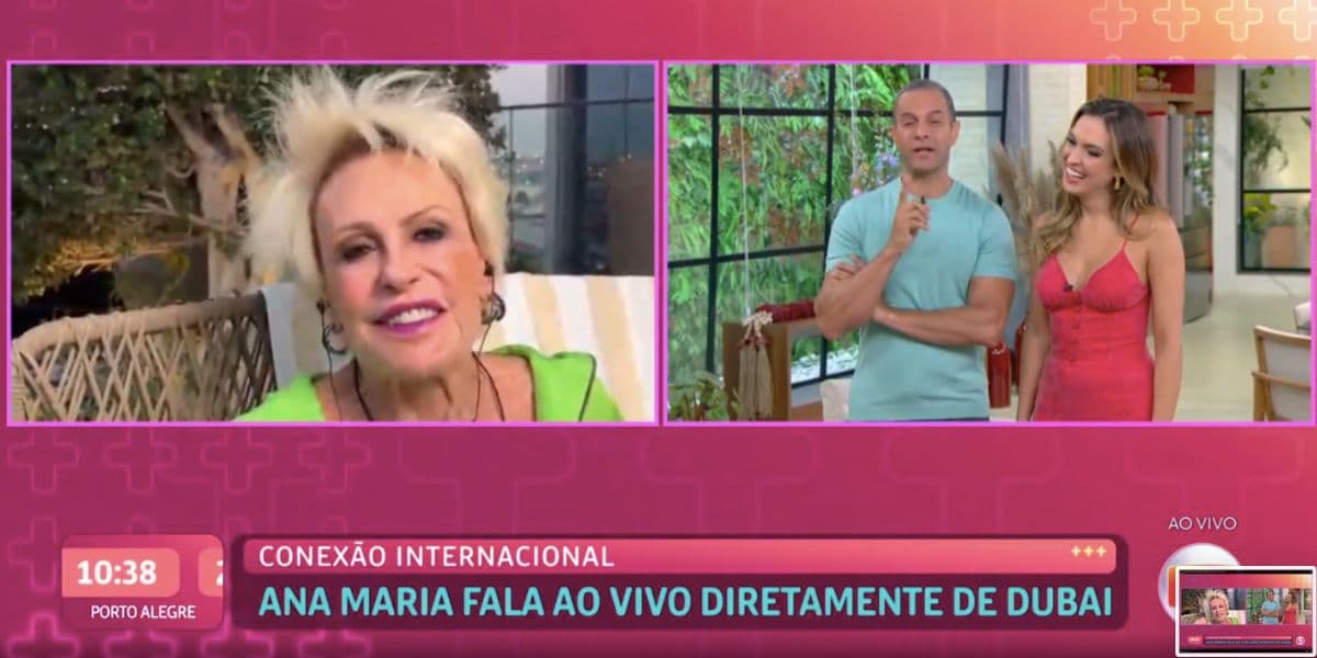 Ana Maria, Fabrício Battaglini e Talitha Morete no Mais Você (Foto: Reprodução / Globo) Ana Maria, Fabrício Battaglini e Talitha Morete no Mais Você (Foto: Reprodução / Globo)