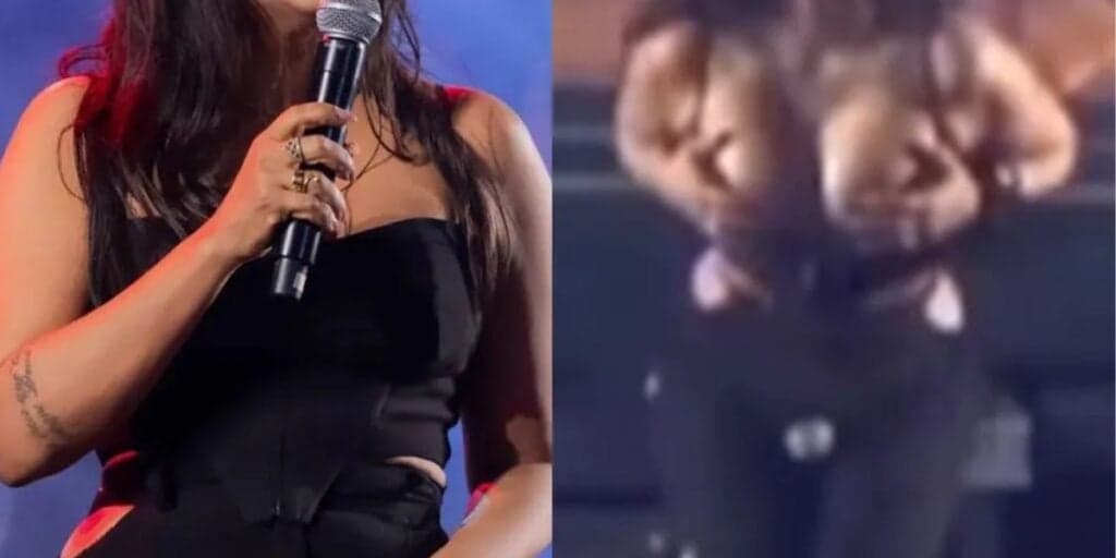 Cantora famosa escandaliza, abaixa a blusa e coloca os seios pra fora em show: "Mostrar logo pra todo mundo"