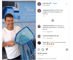 Rodrigo Faro faz vídeo em alusão a sua possível ida para a Globo- Foto Reprodução Instagram Rodrigo Faro faz vídeo em alusão a sua possível ida para a Globo- Foto Reprodução Instagram