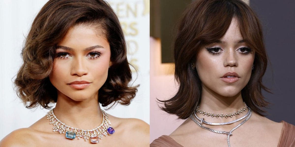 Zendaya e Jenna Ortega com o cabelo que promete ser tendencia em 2024 (Foto: Reprodução, Getty Imagens) Zendaya e Jenna Ortega com o cabelo que promete ser tendencia em 2024 (Foto: Reprodução, Getty Imagens)