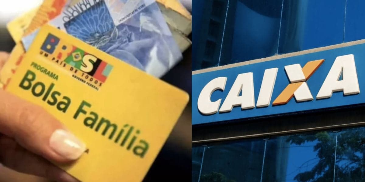 Beneficiário do Bolsa Família segurando cartão e notas, e agência da Caixa (Fotos: Reproduções / Intenret) Beneficiário do Bolsa Família segurando cartão e notas, e agência da Caixa (Fotos: Reproduções / Intenret)
