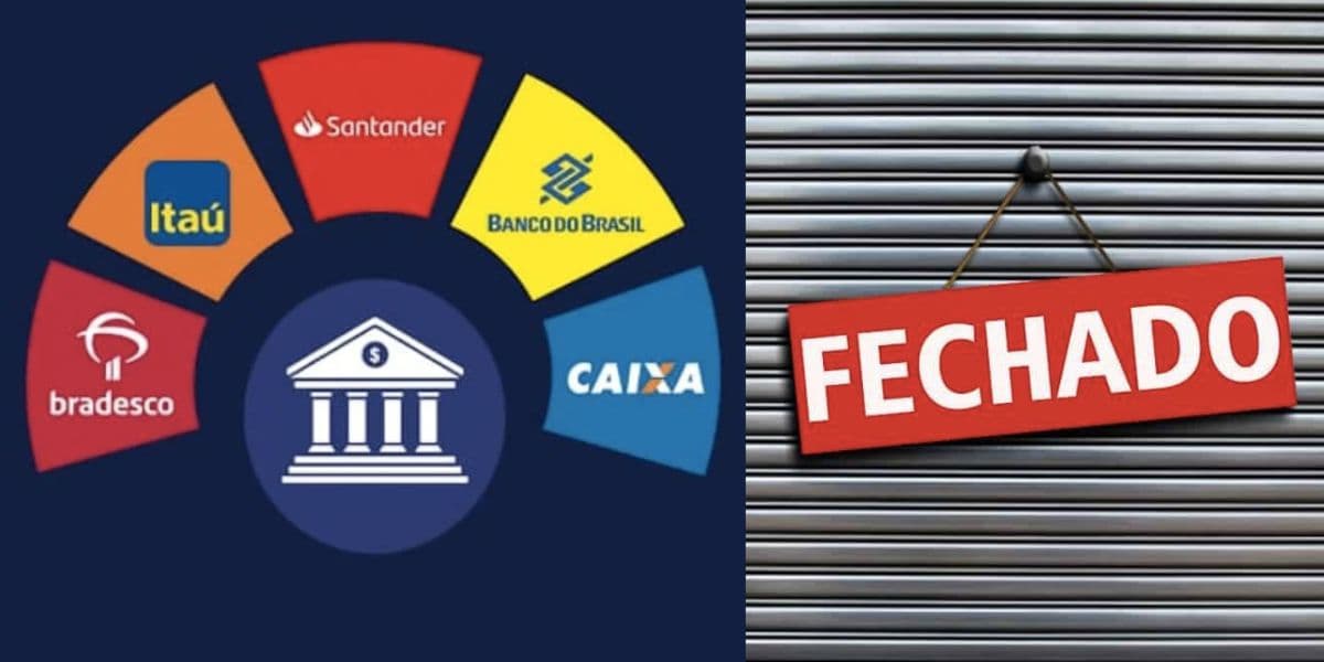 Bradesco, Itaú, Santander, Banco do Brasil, Caixa e loja fechada (Fotos: Reproduções / Internet) Bradesco, Itaú, Santander, Banco do Brasil, Caixa e loja fechada (Fotos: Reproduções / Internet)